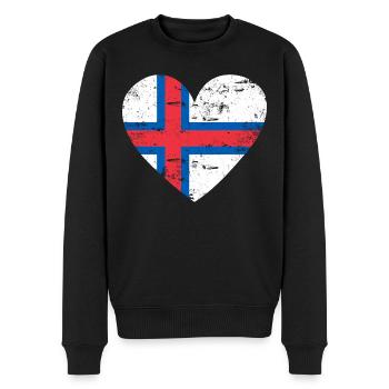 Färöer Inseln Flaggenherz - Männer Premium Bio Pullover - Schwarz - Vorne - Nico (187cm)