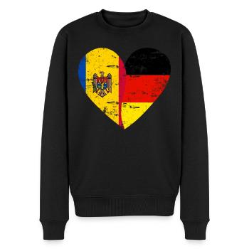 Republik Moldau Deutschland Flaggenherz - Männer Premium Bio Pullover - Schwarz - Vorne - Nico (187cm)