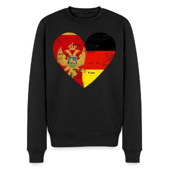 Montenegro Deutschland Flaggenherz - Männer Premium Bio Pullover - Schwarz - Vorne - Nico (187cm)