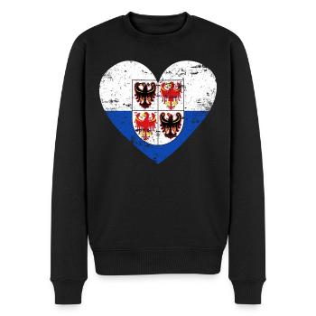 Südtirol Flaggenherz - Männer Premium Bio Pullover - Schwarz - Vorne - Nico (187cm)