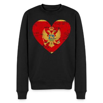 Montenegro Flaggenherz - Männer Premium Bio Pullover - Schwarz - Vorne - Nico (187cm)