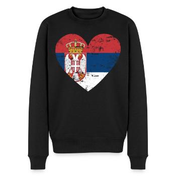 Serbie Drapeau Cœur - Pull Premium bio Homme - noir - Devant - Nico (187cm)