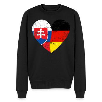 Slovaquie Allemagne Drapeau Cœur - Pull Premium bio Homme - noir - Devant - Nico (187cm)