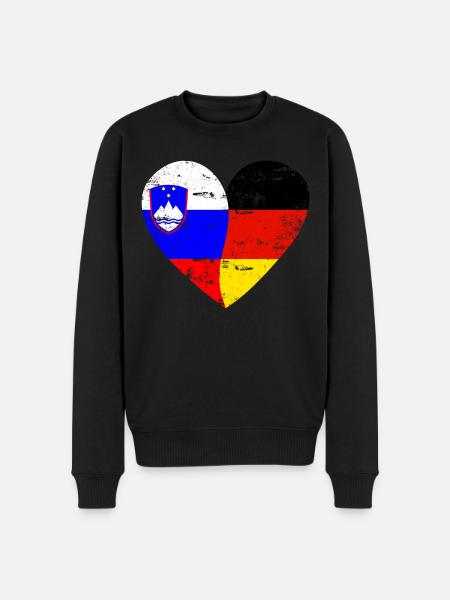Slowenien Deutschland Flaggenherz - Männer Premium Bio Pullover - Schwarz