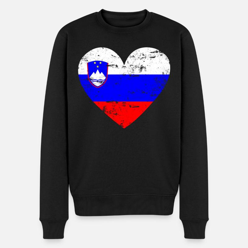 Slovénie Flag Heart - Pull Premium bio Homme - noir