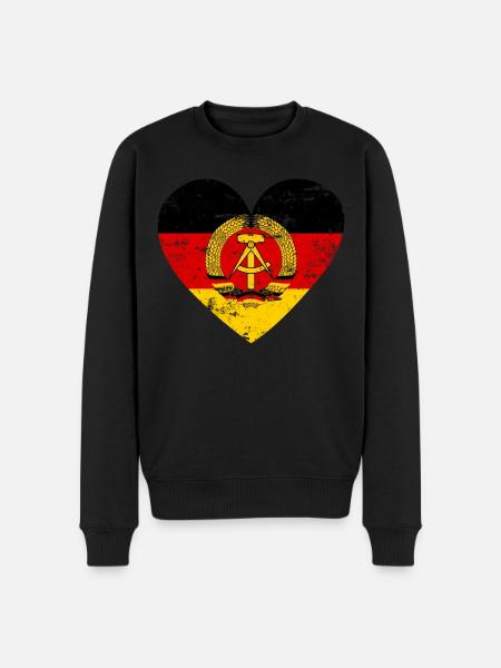 Cœur du drapeau de la RDA - Pull Premium bio Homme - noir