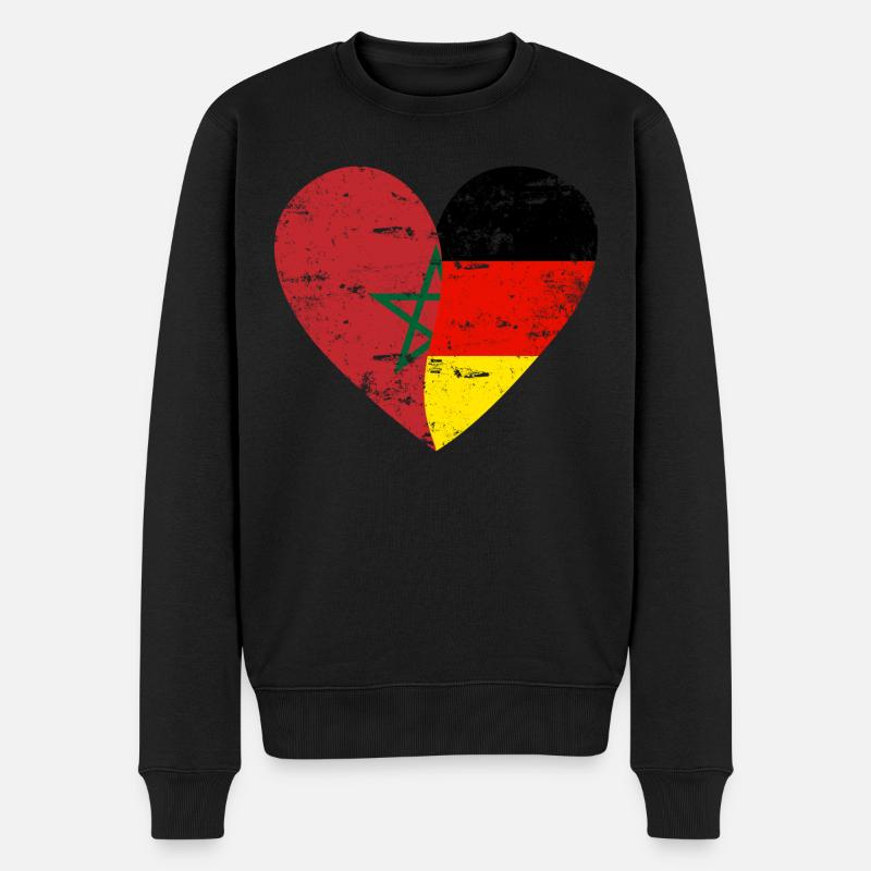 Maroc Allemagne Drapeau Cœur - Pull Premium bio Homme - noir