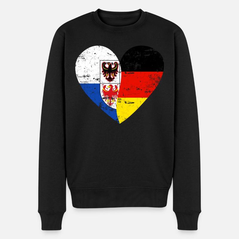 Südtirol Deutschland Flaggenherz - Männer Premium Bio Pullover - Schwarz