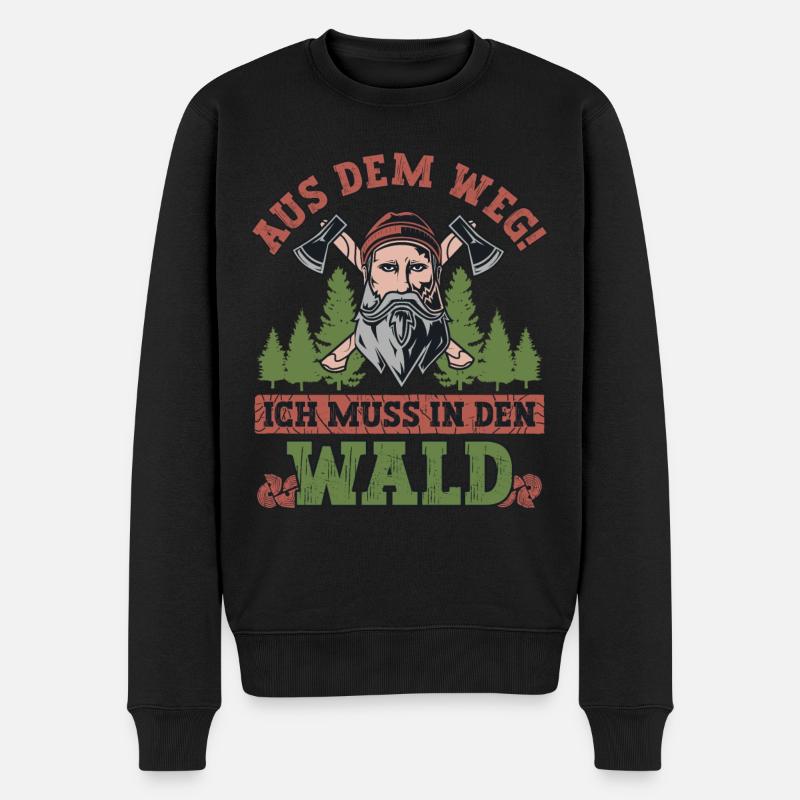 Aus dem Weg ich muss in den Wald - Männer Premium Bio Pullover - Schwarz