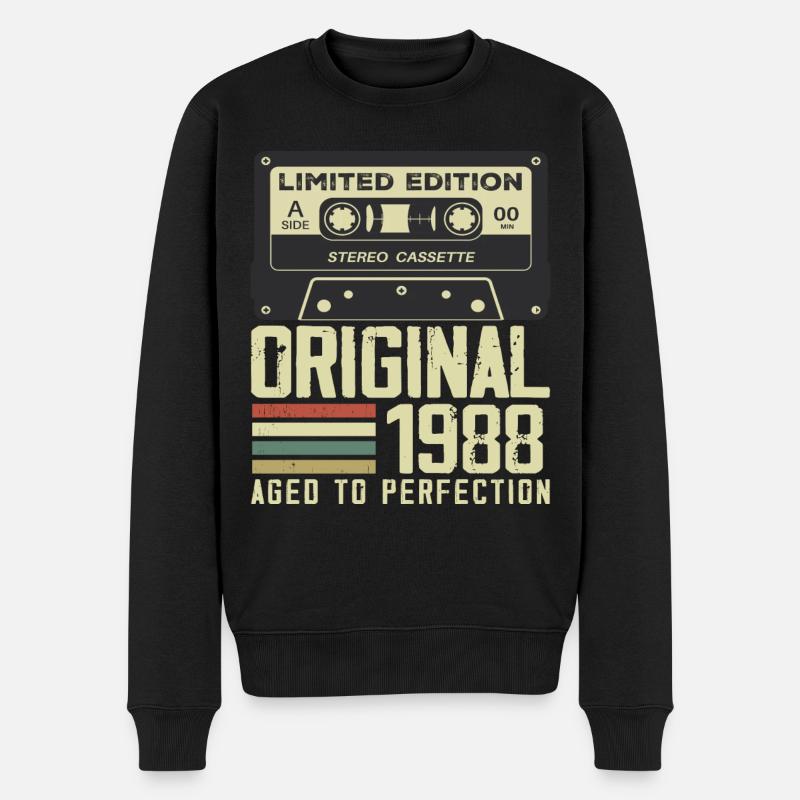Geschenk zum 36. Jubiläum im Retro-Stil 1988 - Männer Premium Bio Pullover - Schwarz