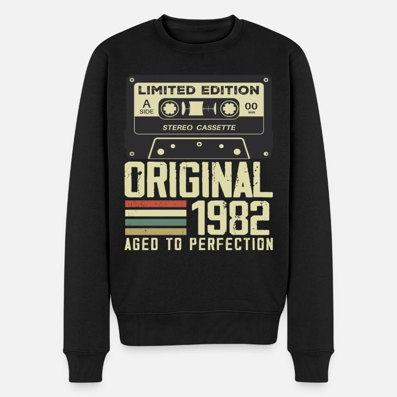 42. Jubiläumsgeschenk im Retro-Stil 1982 - Männer Premium Bio Pullover - Schwarz
