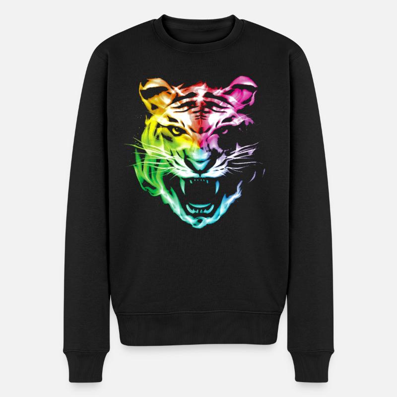 Leopard Tiger Tier - Männer Premium Bio Pullover - Schwarz
