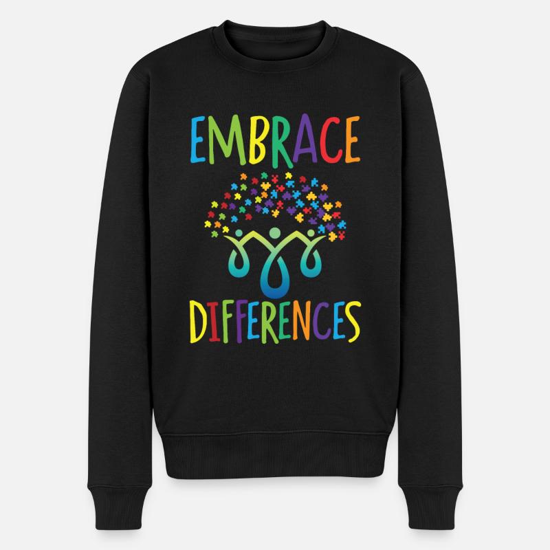 Embrace differences Autisme Handicap Compréhension - Pull Premium bio Homme - noir