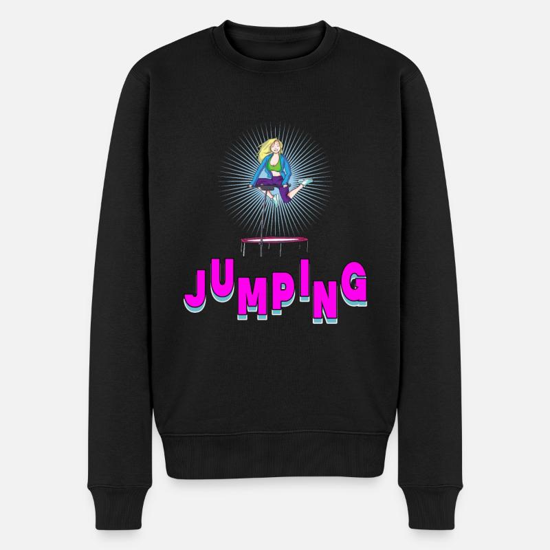 Jumping Trampolin Jumpstyle Hüpfen Sport - Männer Premium Bio Pullover - Schwarz