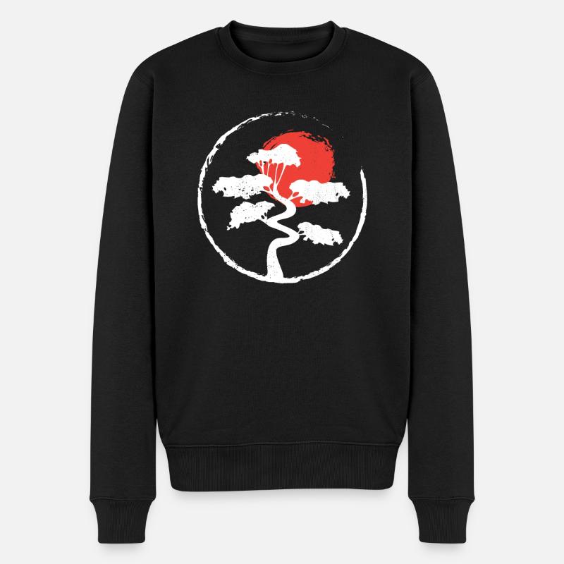 Enso Cirle Bonsai Tree Japanisches Zen-Geschenk - Männer Premium Bio Pullover - Schwarz