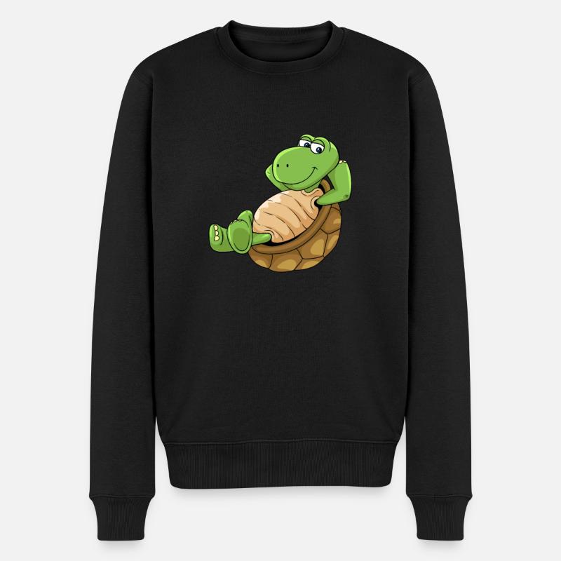 Schildkröte Lustig Comic Relax - Männer Premium Bio Pullover - Schwarz
