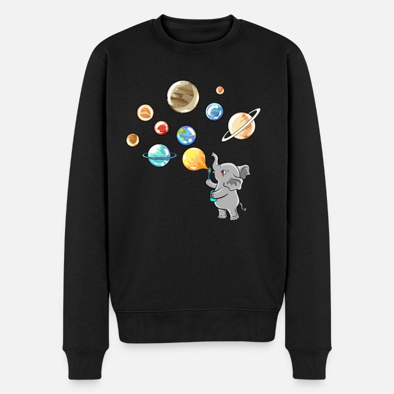 Sonnenystem Planeten Elefant Luftballons - Männer Premium Bio Pullover - Schwarz
