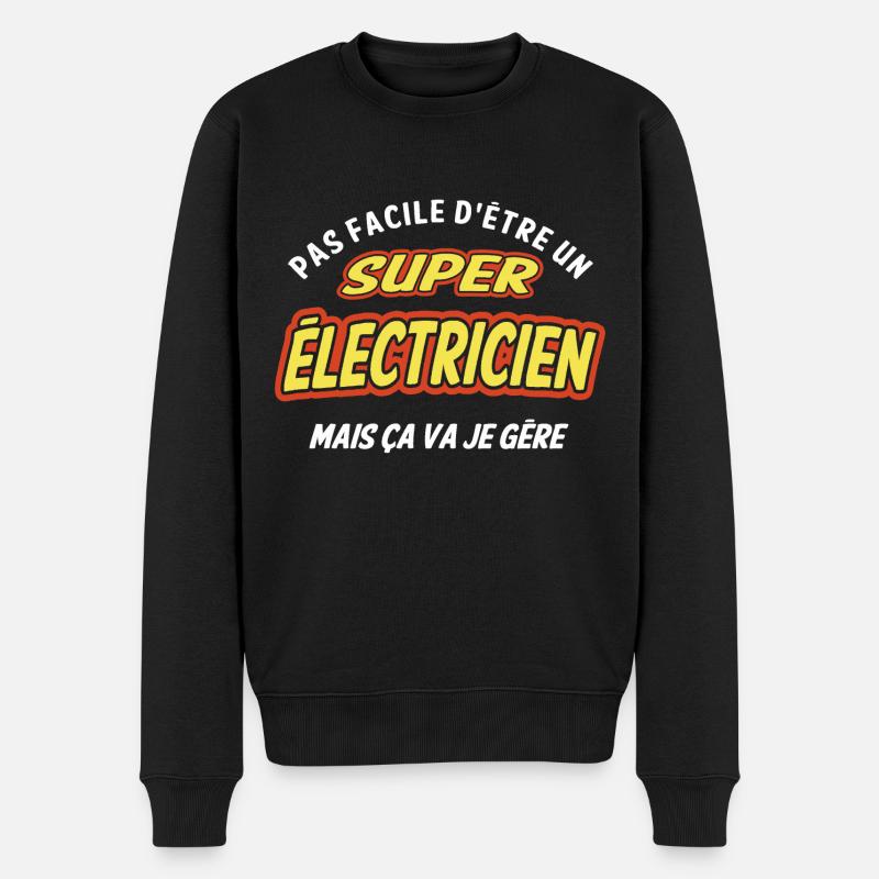 Super électricien , je gère - Pull Premium bio Homme - noir