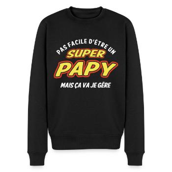 Super papy , je gère - Pull Premium bio Homme - noir - Devant - Nico (187cm)