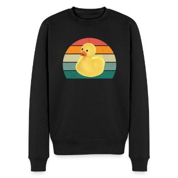 Enten Schwimmen Fliegen Watscheln Gummiente Ente - Männer Premium Bio Pullover - Schwarz - Vorne - Nico (187cm)