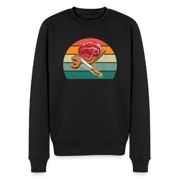 Butcher Fleischer Wurst rind Fleischerei Fleischerei Fleisch - Men's Premium Organic Jumper - black - Front - Nico (187cm)
