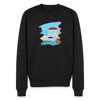 Flugzeuge Flieger Fliegen Pilot Pilotin Flughafen - Männer Premium Bio Pullover - Schwarz - Vorne - Nico (187cm)