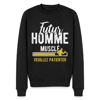 citation drôle futur homme musclé - Pull Premium bio Homme - noir - Devant - Nico (187cm)