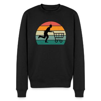 shopper shopperin einkaufen einkäufer, einkäuferin - Männer Premium Bio Pullover - Schwarz - Vorne - Nico (187cm)