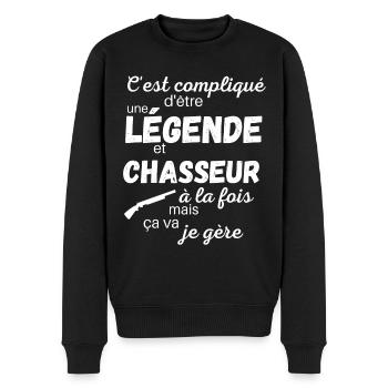 légende et chasseur cadeau chasseur humour - Pull Premium bio Homme - noir - Devant - Nico (187cm)
