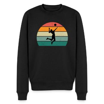 Volleyballerin Schmetterball Volley Volleyball - Männer Premium Bio Pullover - Schwarz - Vorne - Nico (187cm)