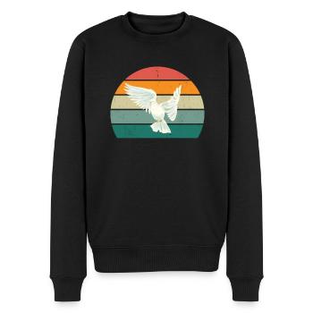 Pigeon plume pigeon vol pigeon pigeon troupeau pigeons - Pull Premium bio Homme - noir - Devant - Nico (187cm)