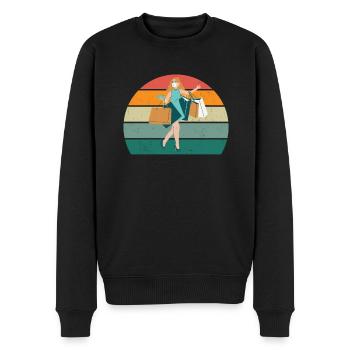 shopper shopperin einkaufen einkäufer, einkäuferin - Männer Premium Bio Pullover - Schwarz - Vorne - Nico (187cm)