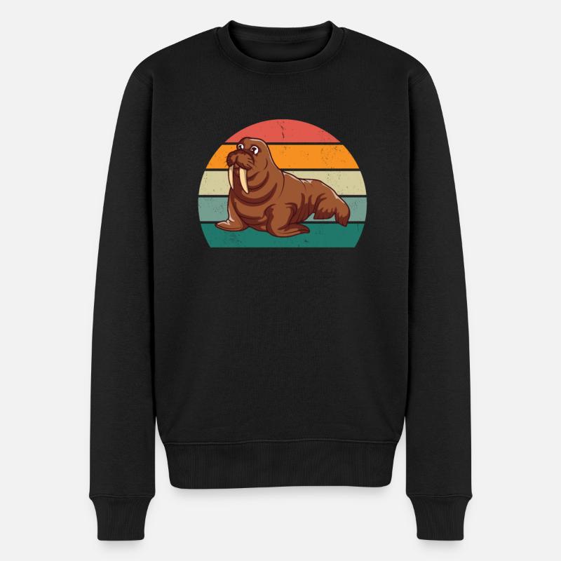 Robben Seehund Seehunde Schwimmen Ohrenrobbe Robbe - Männer Premium Bio Pullover - Schwarz