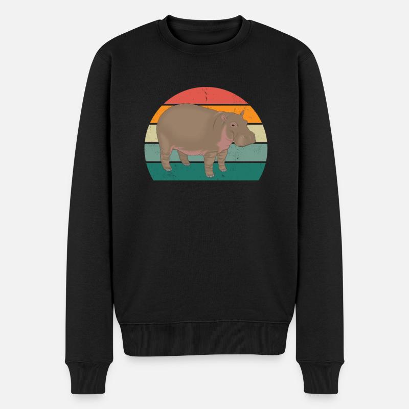 Nilpferd Nil Flusspferd Flusspferde Zwergnilpferd - Männer Premium Bio Pullover - Schwarz
