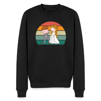 Mariage Mariage Petit ami Petite amie Mariage Amour - Pull Premium bio Homme - noir - Devant - Nico (187cm)