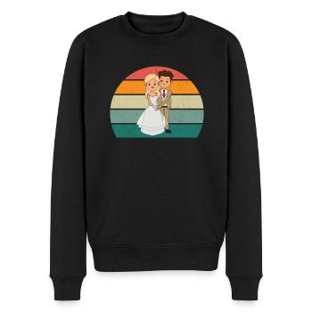 Mariage Mariage Petit ami Petite amie Mariage Amour - Pull Premium bio Homme - noir - Devant - Nico (187cm)