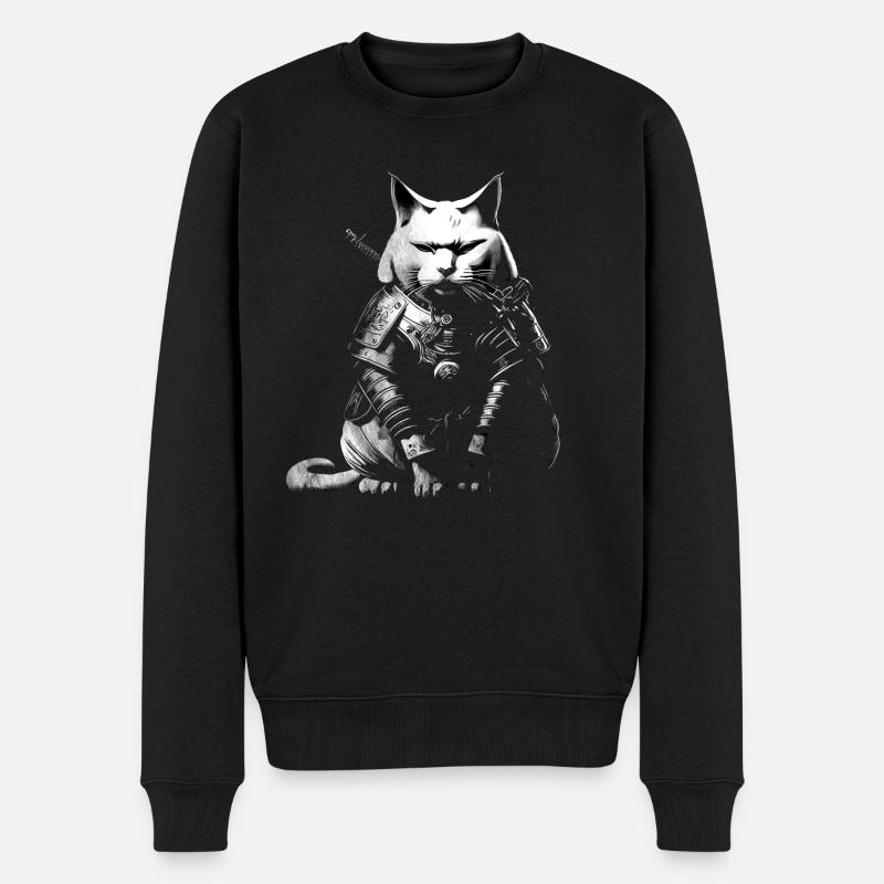 Cool Samurai Cat - Men's Premium Organic Jumper - black