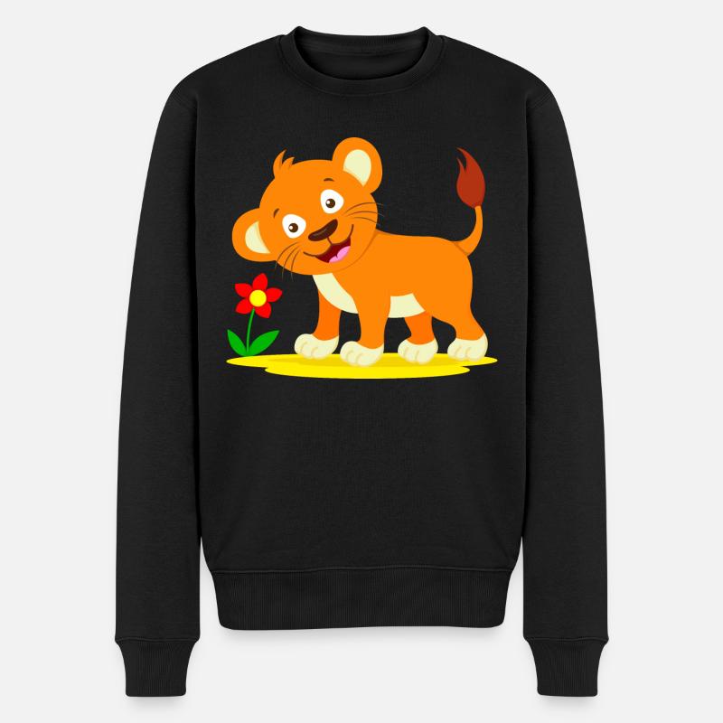 Löwen Baby Babylöwe Löwe Kind - Männer Premium Bio Pullover - Schwarz