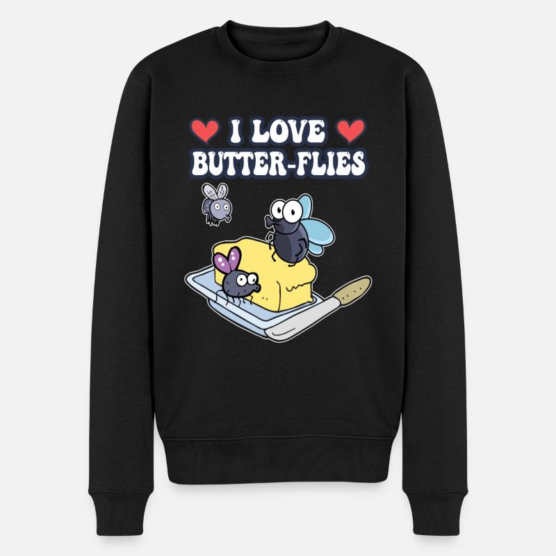 Ich liebe Schmetterlinge - Männer Premium Bio Pullover - Schwarz