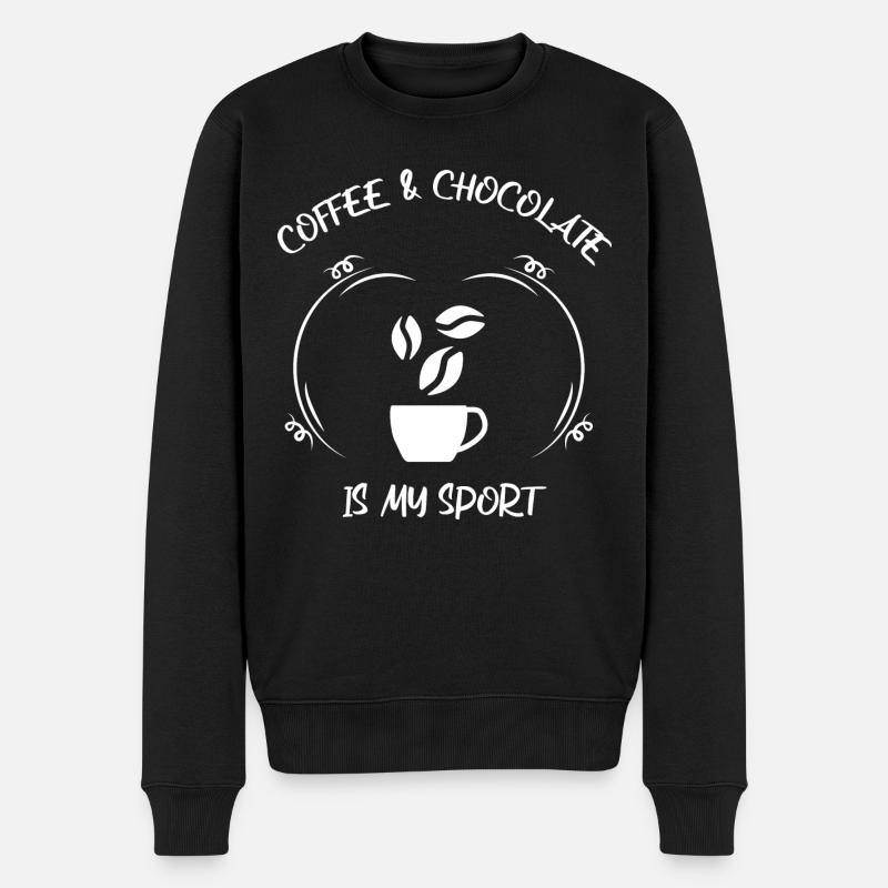 Kaffee Espresso Käffchen & Schokolade - Männer Premium Bio Pullover - Schwarz