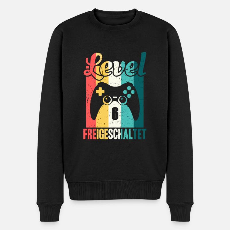 Level 6 Jahre alt freigeschaltet - Männer Premium Bio Pullover - Schwarz