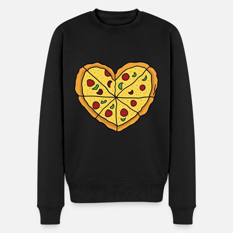 Pizza Herz - Männer Premium Bio Pullover - Schwarz