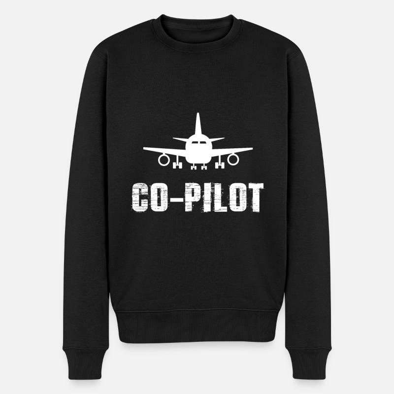 Co-Pilot - Männer Premium Bio Pullover - Schwarz