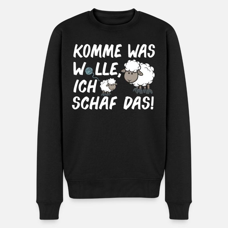 Komme Was Wolle Ich Schaf Das lustige Schäfer - Männer Premium Bio Pullover - Schwarz