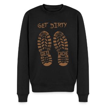Get Dirty Geocache - Lustiges Geocacher-Cache-Jagd - Männer Premium Bio Pullover - Schwarz - Vorne - Nico (187cm)