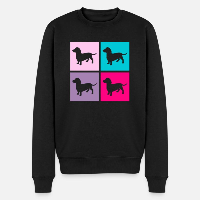 Teckel Rétro Chiens Chien Amant Cadeau Rose - Pull Premium bio Homme - noir
