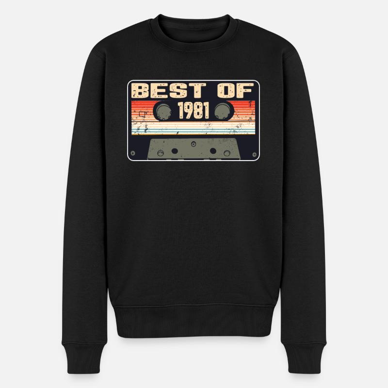 Kassette 1981 Geburtstag Retro Jahrgang Geschenk - Männer Premium Bio Pullover - Schwarz