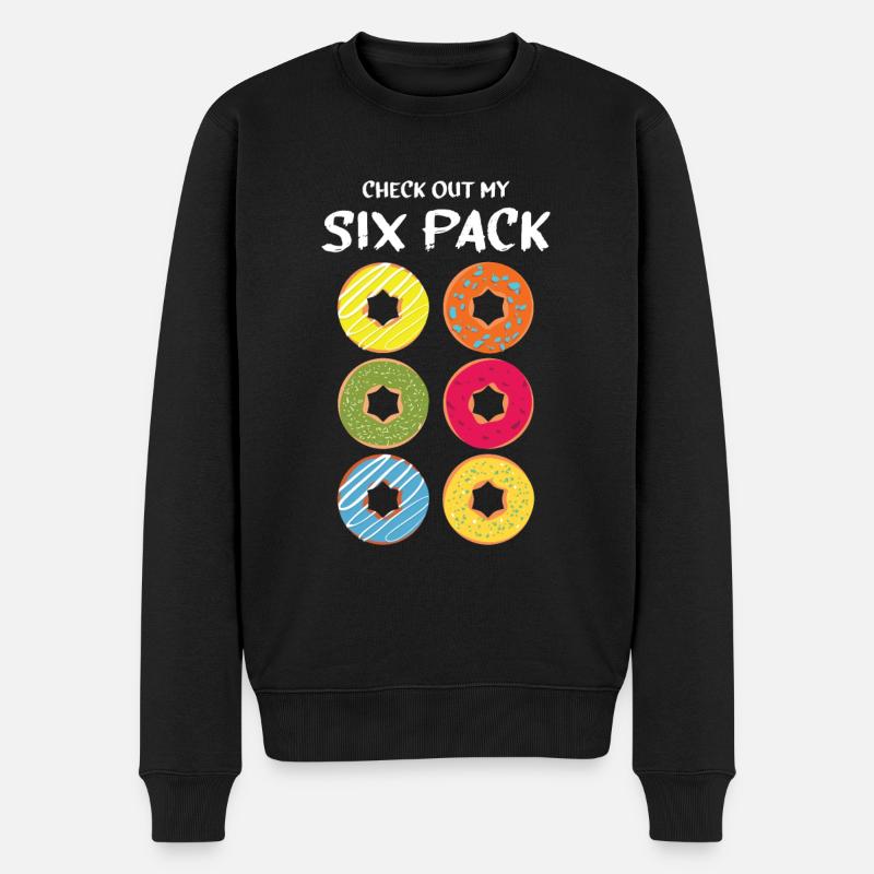 Donut Waschbrettbauch Six Pack lustig Geschenk - Männer Premium Bio Pullover - Schwarz