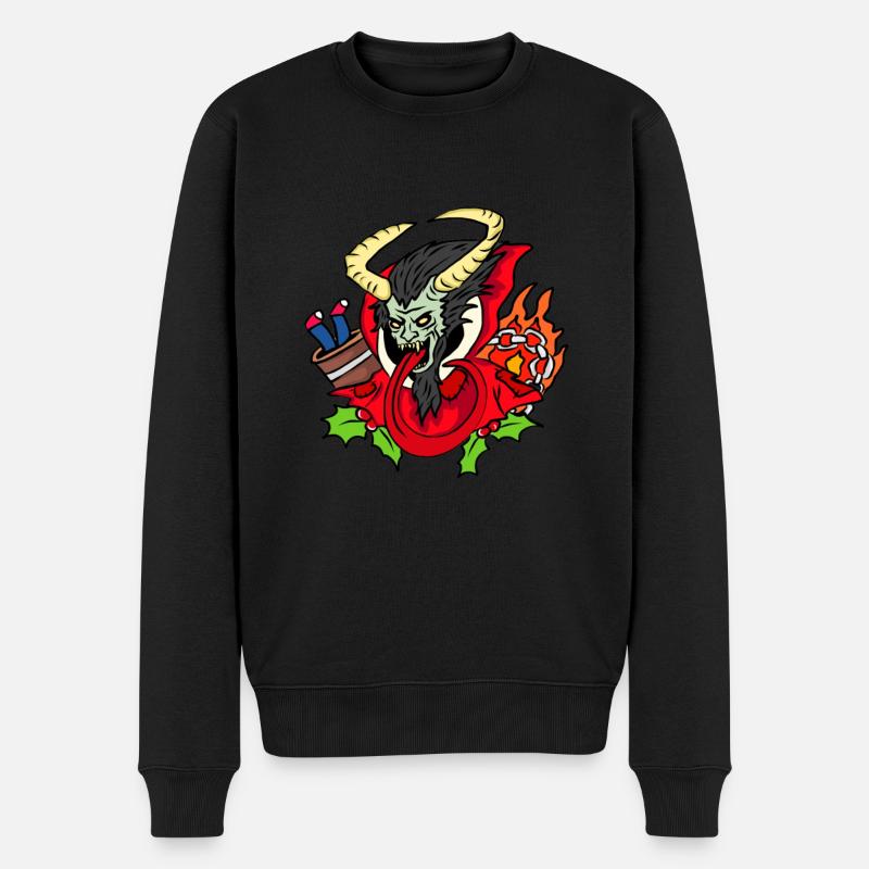KRAMPUS - Männer Premium Bio Pullover - Schwarz