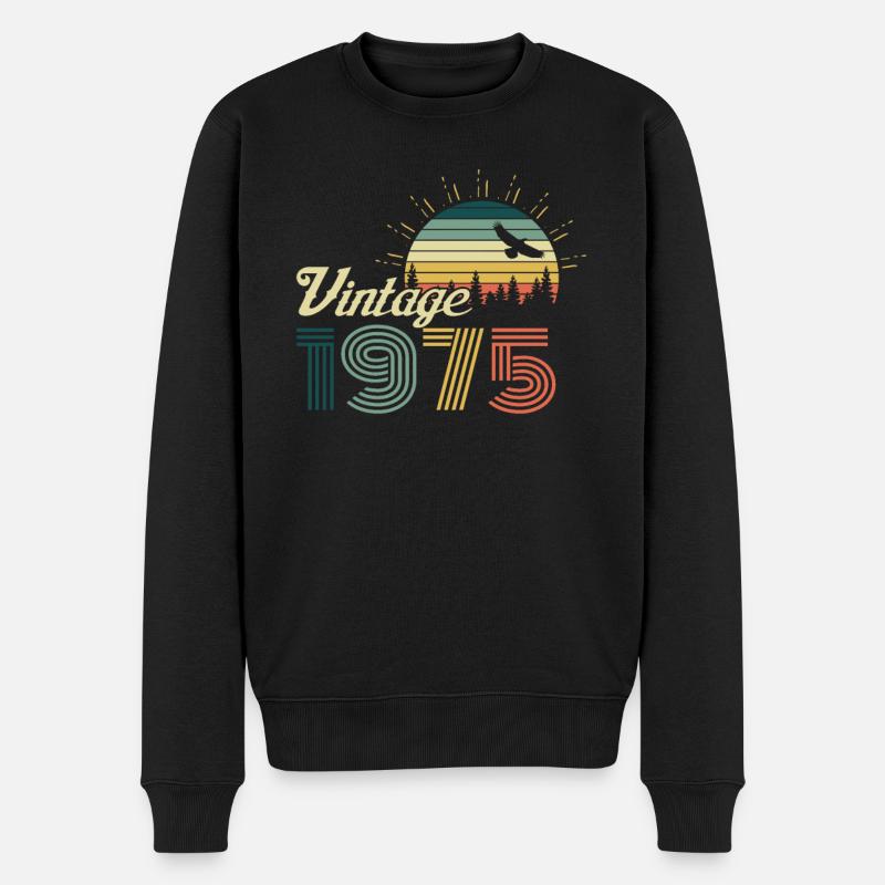 Vintage 1975 Geburtstag Retro Jahrgang Geschenk - Männer Premium Bio Pullover - Schwarz